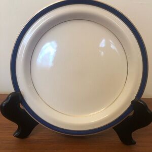 Set of 5 Fine China Salad Plates 7.5” Royal Blue Gold Trim.